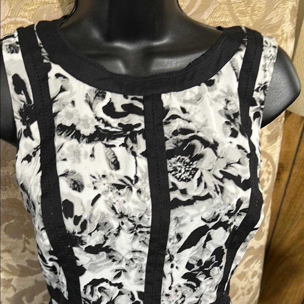 Talbots Black and White Floral Mini Dress